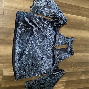 American Eagle Outfitters Blue Velvet Cut-Out Blouse